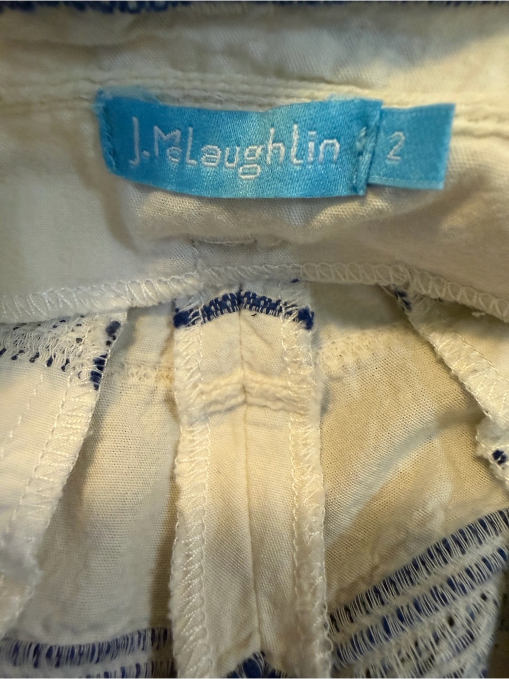 J. McLaughlin Santorini Embroidered Jacquard Blue And White Stripe Shorts Sz 2 - Picture 6 of 8